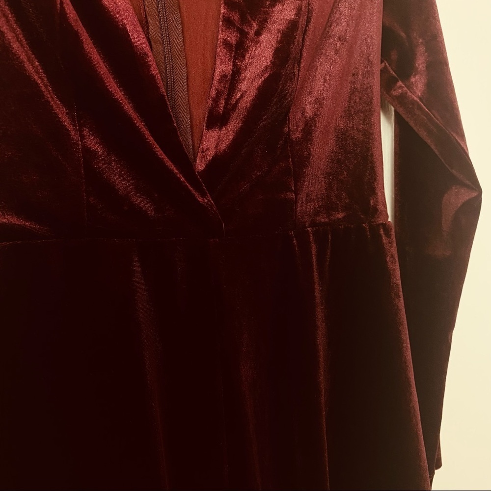 Tobi Burgundy Velvet Fitted Romper  Sz M - Picture 9 of 15